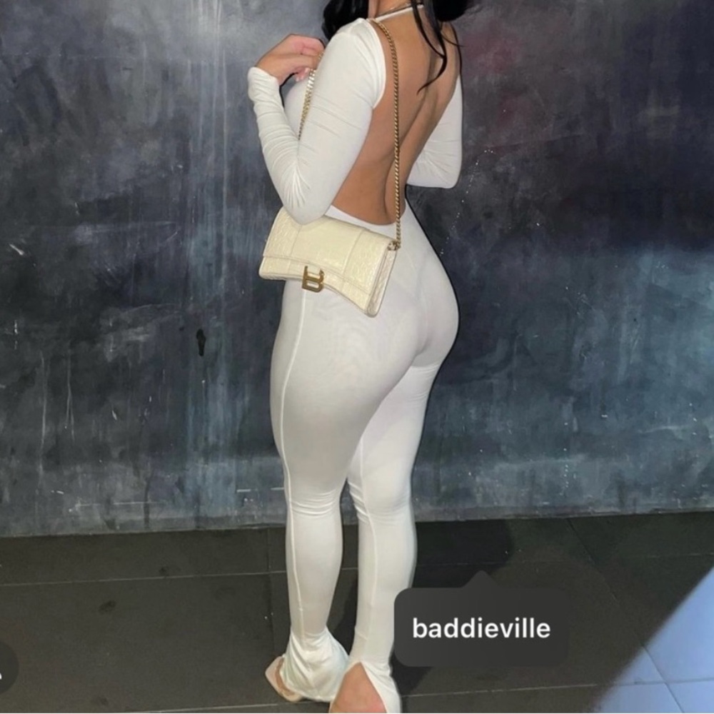 White/ cream long sleeve jumpsuit